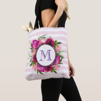 Rosa Rose und Poppy Floral Bouquet Monogramm