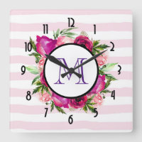 Rosa Rose und Poppy Floral Bouquet Monogramm