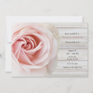 Rosa Rose und Weißholz Shabby Chic Brautparty Einladung