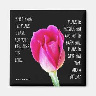 Rosa Rose, Vers von Jeremiah 29:11 Magnet