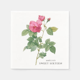 Rosa Rose Vintag Botanisch Serviette