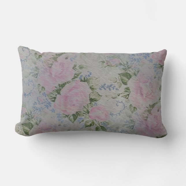 Rosa Rose Vintag Lendenkissen (Vorderseite)