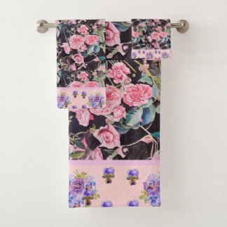 Rosa Rose Vintage Rose Watercolor Mütter Badhandtuch Set