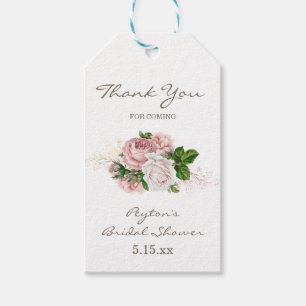 Rosa Rose Vintages Blumengeschenk für das Brautpar Geschenkanhänger