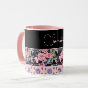 Rosa Rose Wasserfarbe Vintag individuell einstellb Tasse