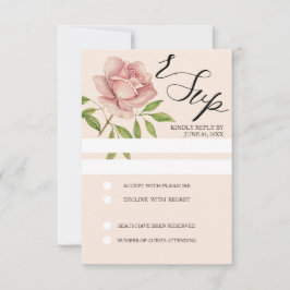 Rosa Rose Wasserfarben Handgemalt RSVP Karte