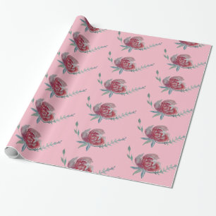 Rosa Rose Watercolor Art Wrapping Paper Geschenkpapier