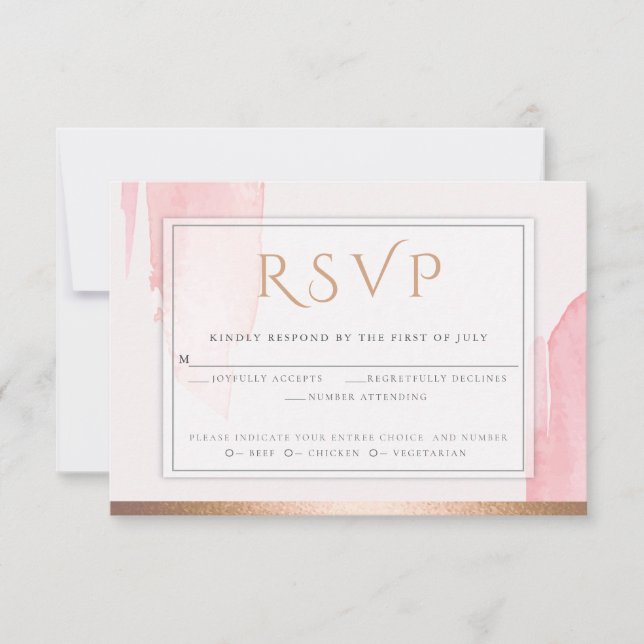 Rosa Rose Watercolor UAWG RSVP Karte (Vorderseite)