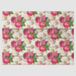 Rosa Rose Weihnachtsschmuck auf Holzdekoupage Seidenpapier