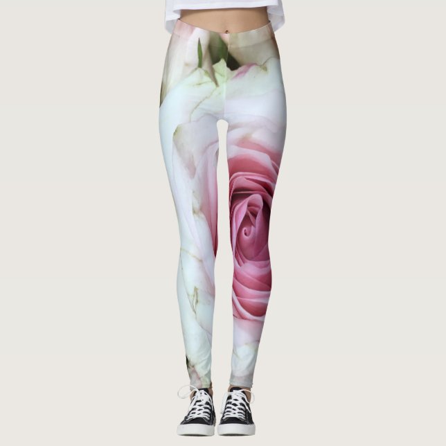Rosa Rose Yoga Leggings (Vorderseite)