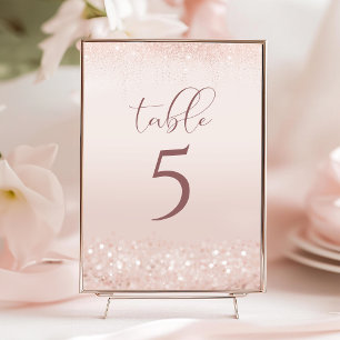 Rosa Roségold-Babyparty-Tischnummern RSVP Karte