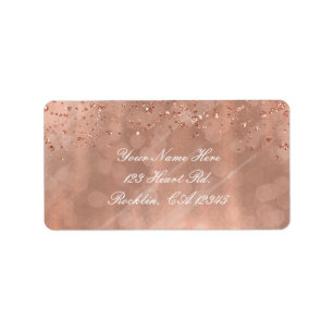 Rosa Roségold-Faux-Glitter-Glamour-Einladung Adressaufkleber