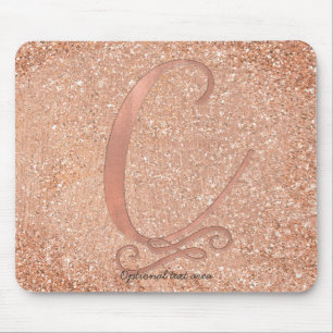 Rosa Roségold Glam Anfangsname Buchstabe C Benutze Mousepad