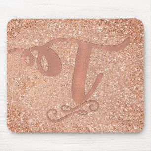 Rosa Roségold Glamour Anfangsname Buchstabe T Maßa Mousepad