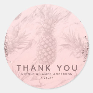 Rosa Roségold Glitter-Ananas Tropisches Geschenktü Runder Aufkleber