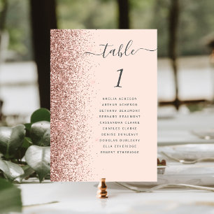 Rosa Roségold Glitter Hochzeit Tischnummer