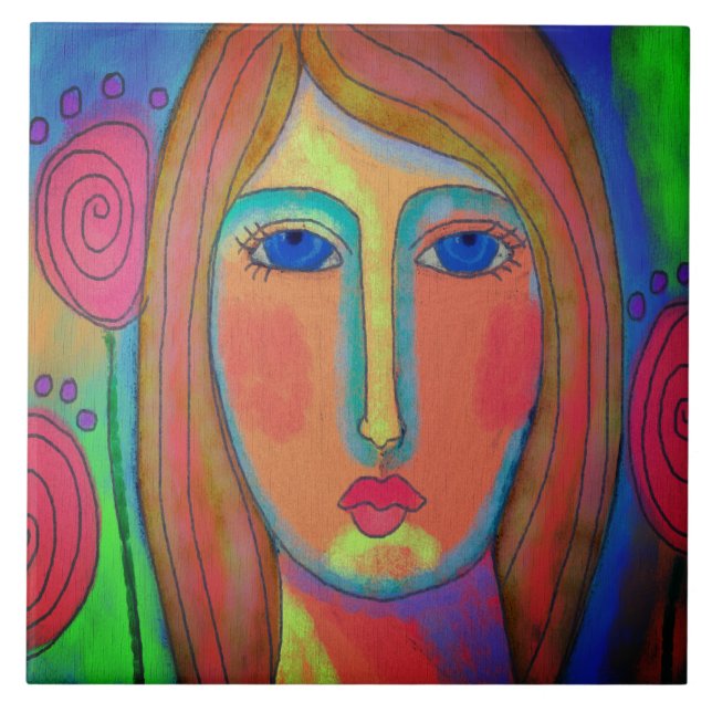 Rosa Rosen Abstraktes digitales Bild Fliese (Vorderseite)