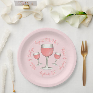 Rosa Rosen-All-Day-Rosé-Wein-Junggesellinnenabschi Pappteller