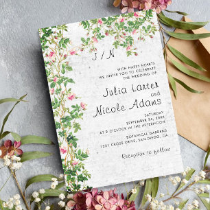 Rosa Rosen-Alte-Wand-Vintage-Stil-Tagebuch-Hochzei Einladung