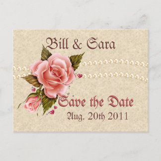 Rosa Rosen Ankündigungspostkarte