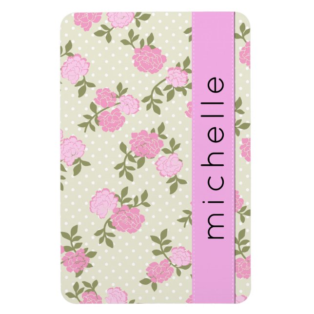 Rosa Rosen, Aquarellfarben, Boho, Ihr Name Magnet (Vertikal)