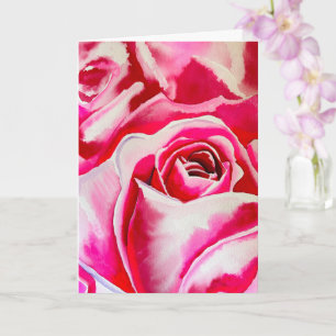 Rosa Rosen Aquarellkunst Karte