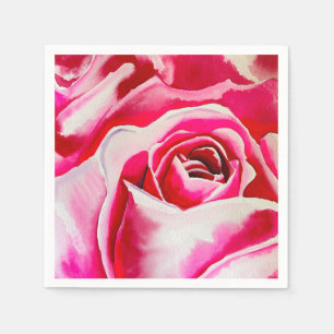 Rosa Rosen Aquarellkunst Serviette