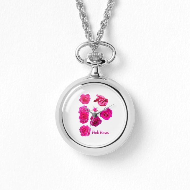 Rosa Rosen  Armbanduhr (Vorderseite)