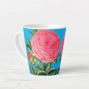 Rosa Rosen auf Aqua Blue Milchtasse