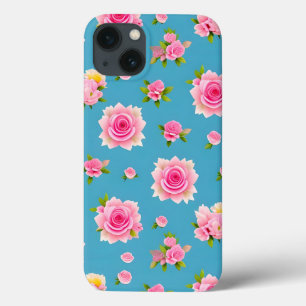 Rosa Rosen auf blauem Hintergrund Case-Mate iPhone Hülle