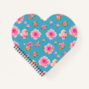 Rosa Rosen auf blauem Hintergrund Notizbuch