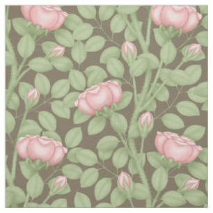 Rosa Rosen auf braun (kleine Skala) Stoff