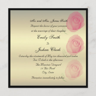 Rosa Rosen auf Goldhochzeit Einladung