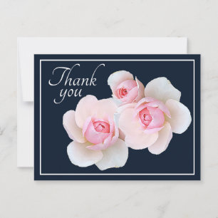 Rosa Rosen auf navyblauem Hintergrund Dankeschön Postkarte
