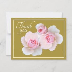 Rosa Rosen auf Olivenhintergrund Danke Postkarte