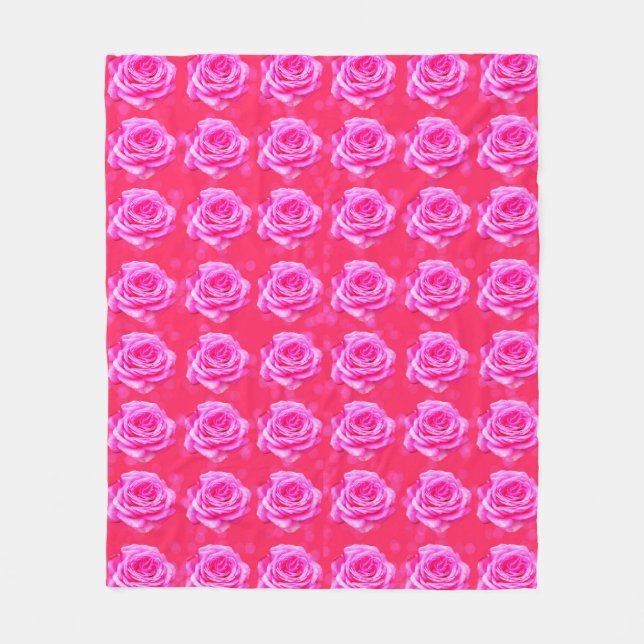 Rosa Rosen auf rosa Bokeh Hintergrund, Fleecedecke (Vorderseite)