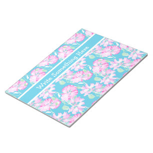 Rosa Rosen auf Türkis Benutzerdefiniert Notepad od Notizblock