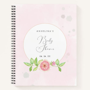 Rosa Rosen Baby Shower Geschenkeliste Notizbuch