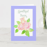 Rosa Rosen bekommen gute Karte: Walisischer Gruß