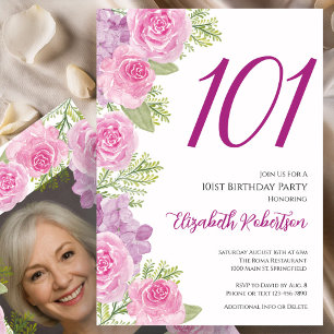 Rosa Rosen benutzerdefinierte Foto-Vorlage 101. Ge Einladung