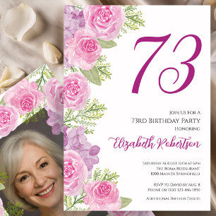 Rosa Rosen benutzerdefinierte Foto-Vorlage 73. Geb Einladung