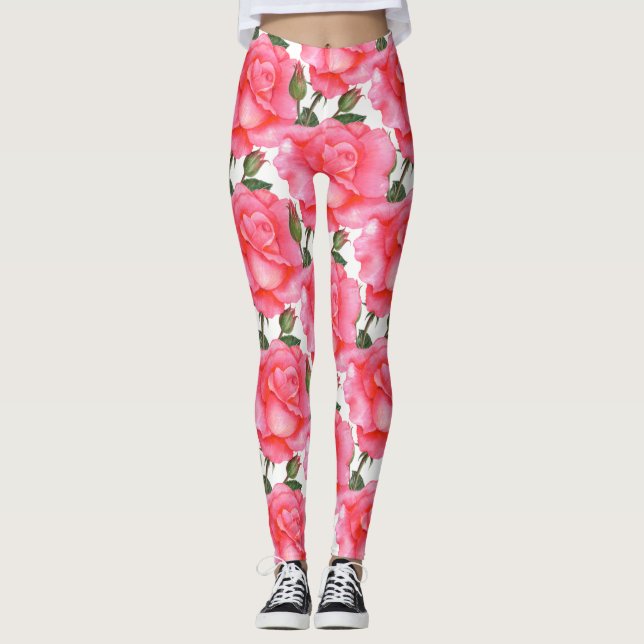 Rosa Rosen Bläserei Leggings (Vorderseite)
