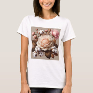 Rosa Rosen Blume Blütengrün T-Shirt