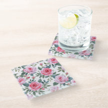 Rosa Rosen Blumen Cottagecore Wasserfarben Muster