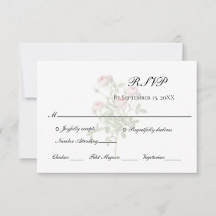 Rosa Rosen Blumen Elegant Formal Klassisch Hochzei RSVP Karte