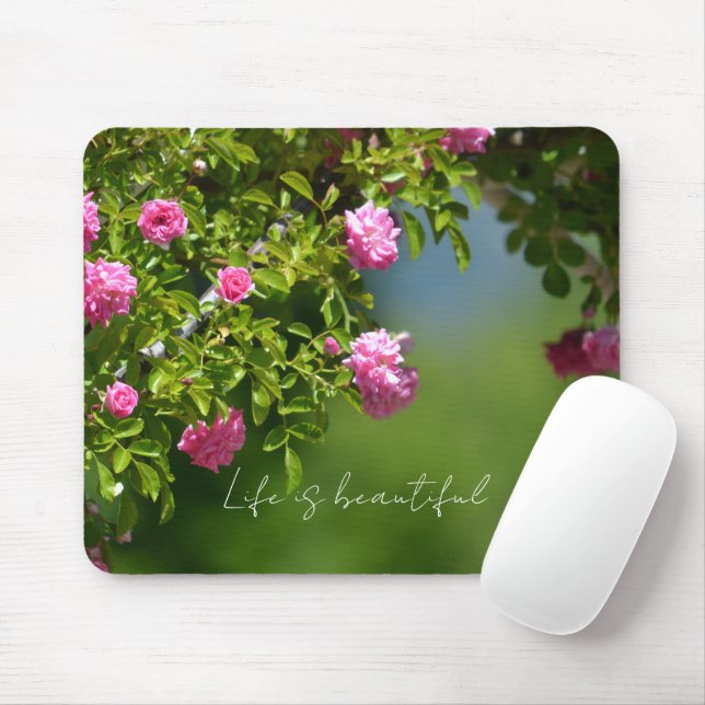 Rosa Rosen Blumen (Fotografie von mir) Mousepad (Mit Mouse)