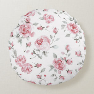 Rosa Rosen Blumen Rundes Kissen