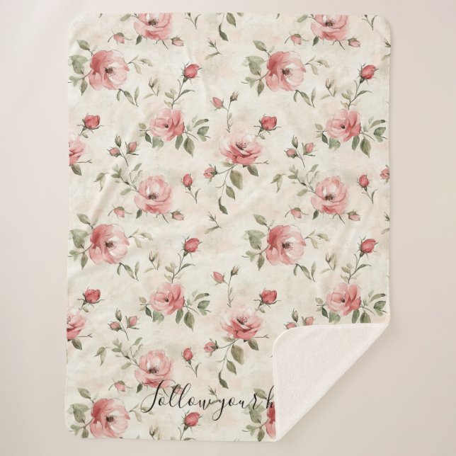 Rosa Rosen Blumen  Sherpadecke (Vorderseite)