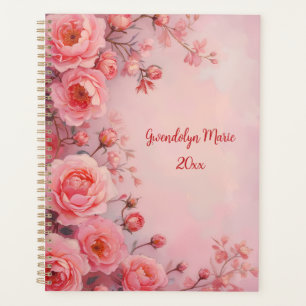 Rosa Rosen Blumen-Spiralblock Botanisch Planer