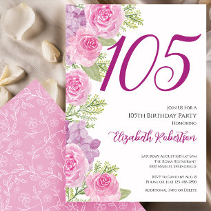 Rosa Rosen Blumen Vorlage 105. Geburtstag